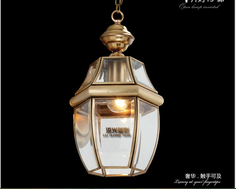 1l d190mm 40w brass pendant lamp, 1 light, vintage total copper glass ac110v/220v