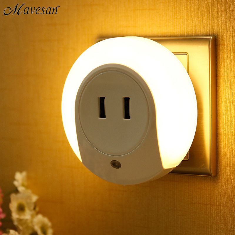 2 usb charger led night light for bathroom bedroom with sensors led night light lamp