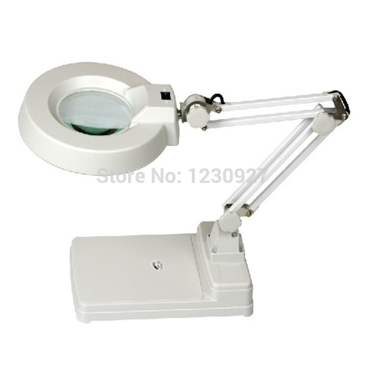 2015 new self-locking magnifier led desk lamp desktop magnifier with 15w led light magnifier with 10x optical lense table style