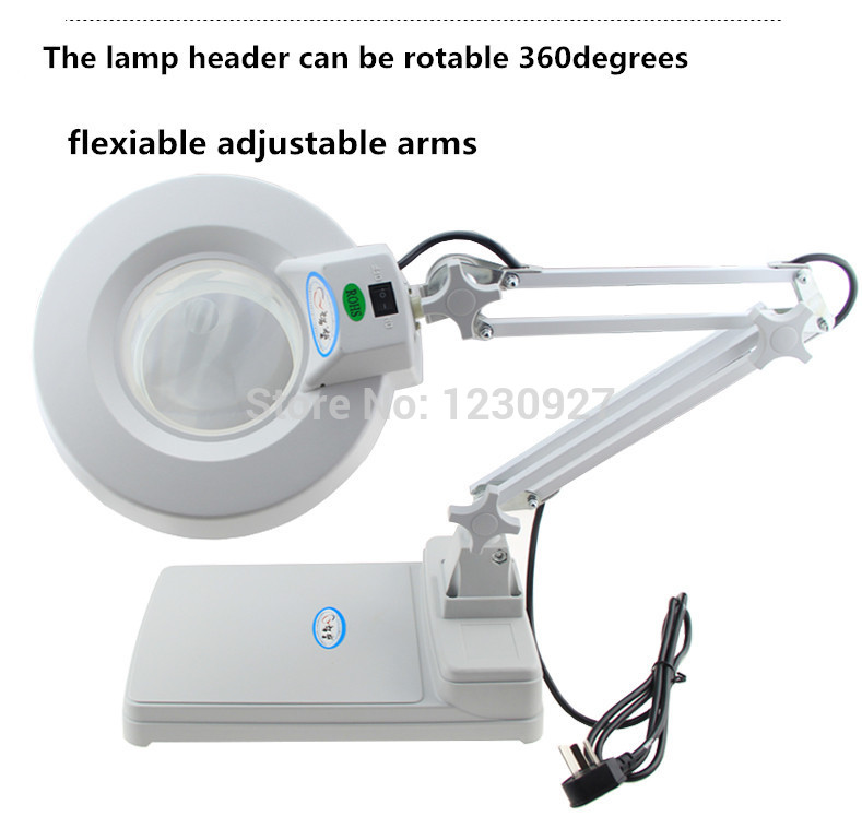 2015 new self-locking magnifier led desk lamp desktop magnifier with 15w led light magnifier with 10x optical lense table style