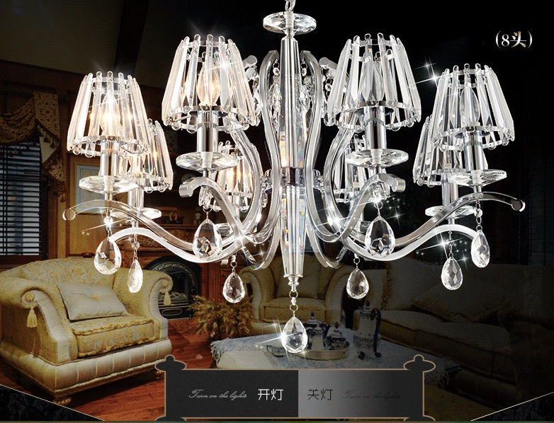 2015 newly 3/6/8/10+5/8l head fashion grape k9 crystal chandelier living room/children's bedroom lamp e14 candle lamp 110v 220v