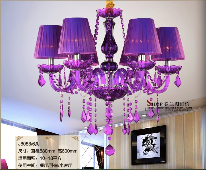 2015 newly 6/8/12+6 head fashion grape purple crystal chandelier living room/children's bedroom lamp e14 candle lamp 110v 220v