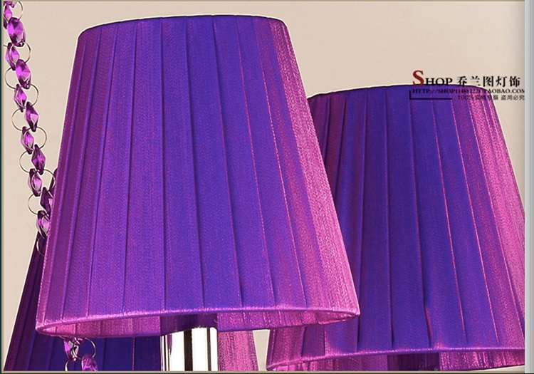 2015 newly 6/8/12+6 head fashion grape purple crystal chandelier living room/children's bedroom lamp e14 candle lamp 110v 220v