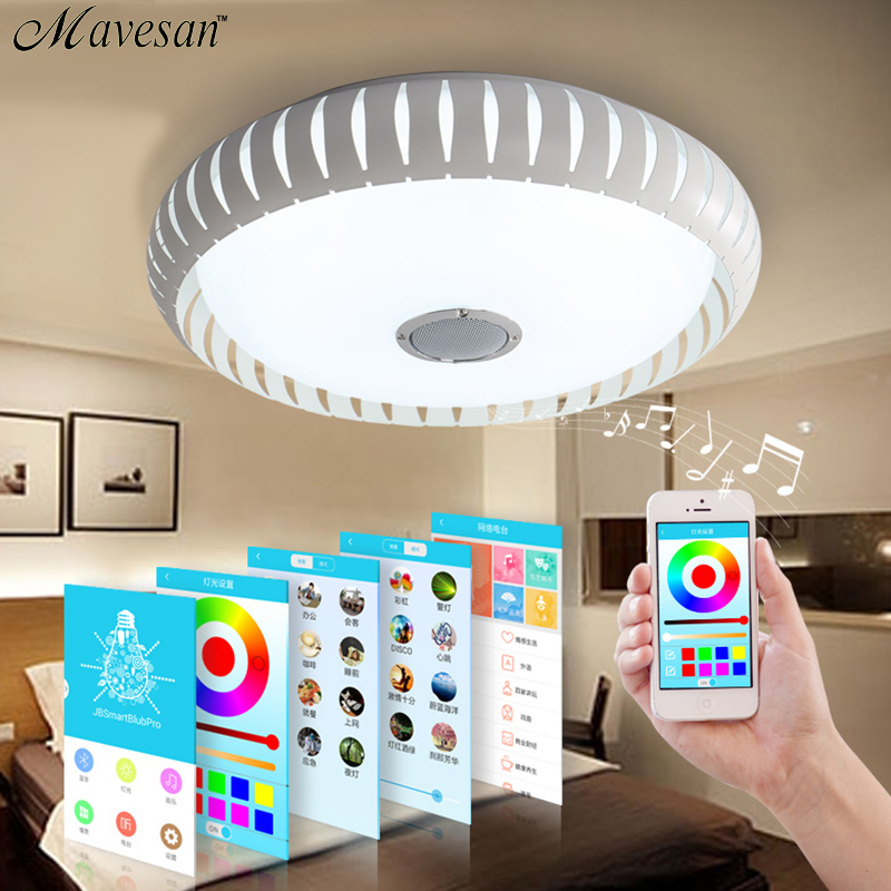 2016 new rgb dimmable 36w led ceiling light with bluetooth & music 90-260v modern led ceiling lamp for 15 -30 square meters