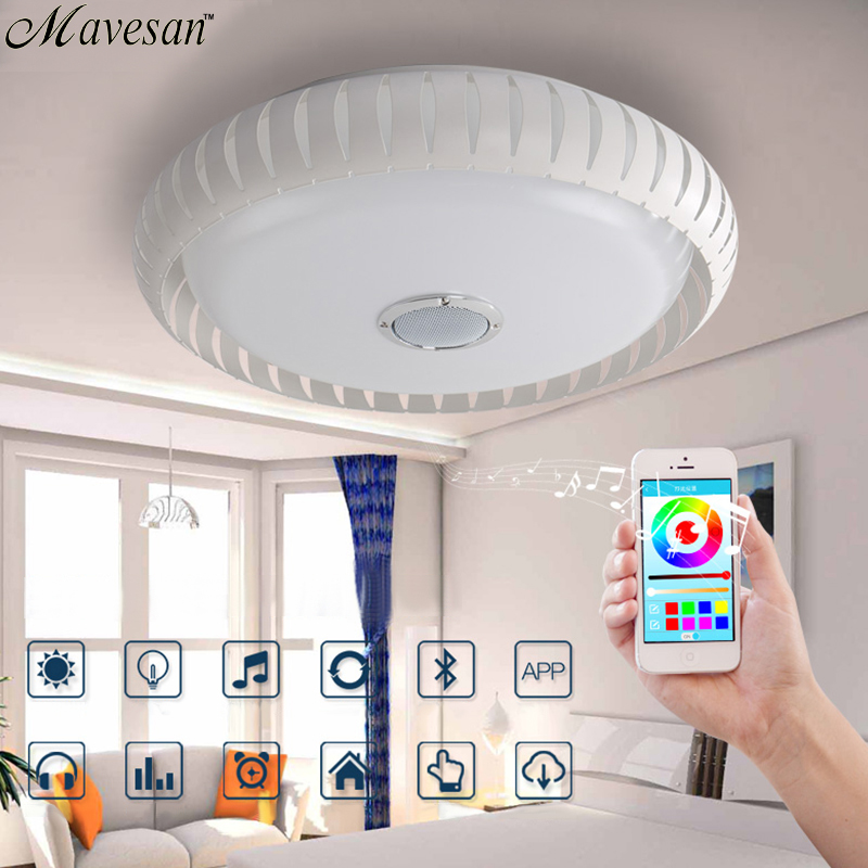 2016 new rgb dimmable 36w led ceiling light with bluetooth & music 90-260v modern led ceiling lamp for 15 -30 square meters