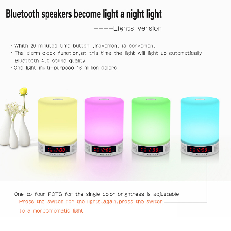 2016 original wireless bluetooth speaker night lights indoor bed bedside lamp rgb lights touch control bluetooth for phone