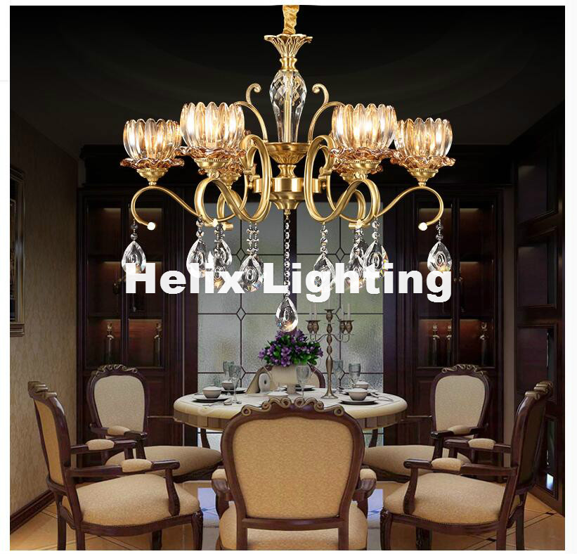 2017 newly european bronze crystal chandelier light fixture brass luxurious crystal lustre lamp e14 led brass color chandelier