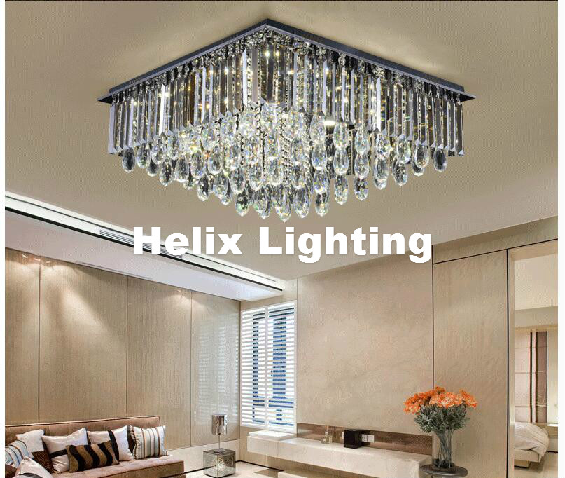 2017 newly modern led crystal ceiling light fixture smokey/clear led ceiling light lighting lamp flush mount ac guaranteed