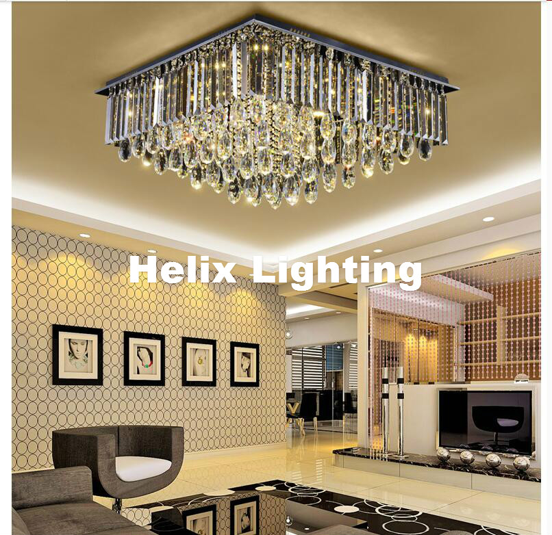 2017 newly modern led crystal ceiling light fixture smokey/clear led ceiling light lighting lamp flush mount ac guaranteed