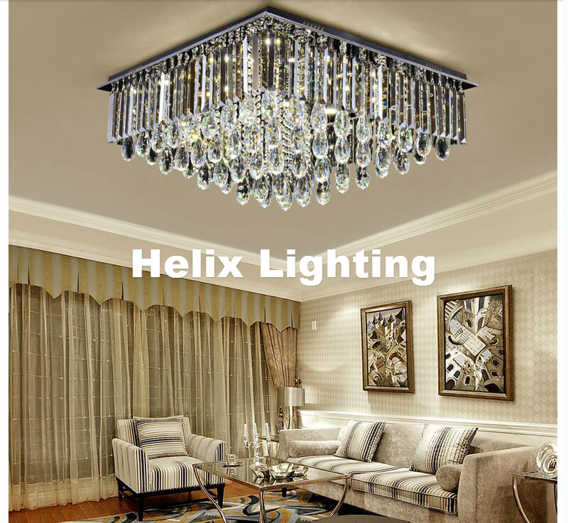 2017 newly modern led crystal ceiling light fixture smokey/clear led ceiling light lighting lamp flush mount ac guaranteed