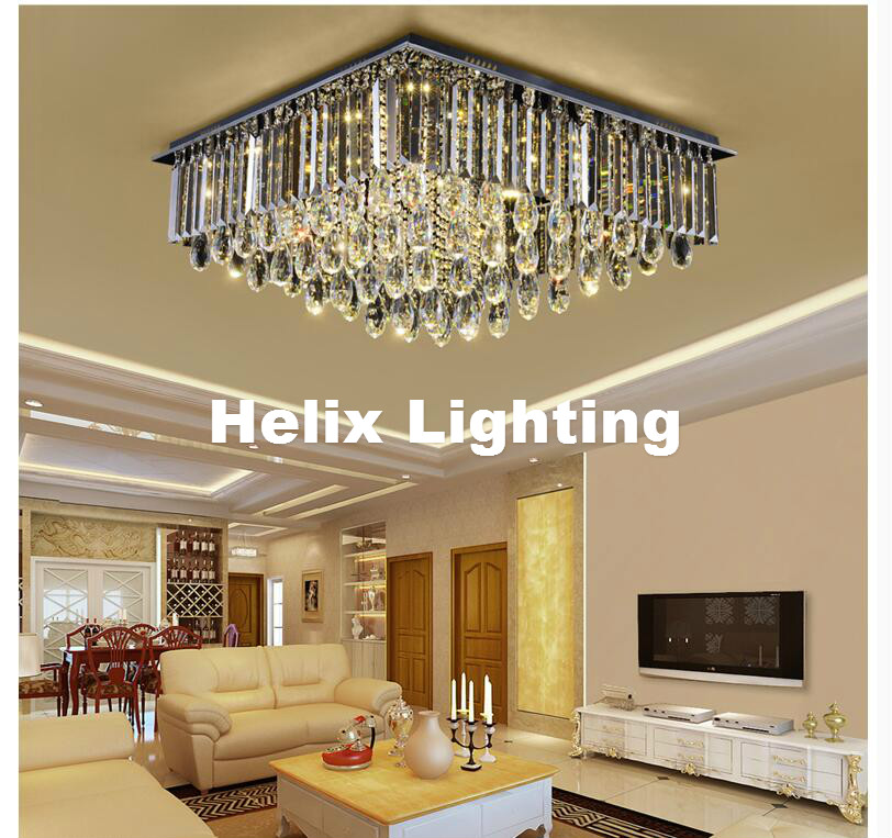 2017 newly modern led crystal ceiling light fixture smokey/clear led ceiling light lighting lamp flush mount ac guaranteed