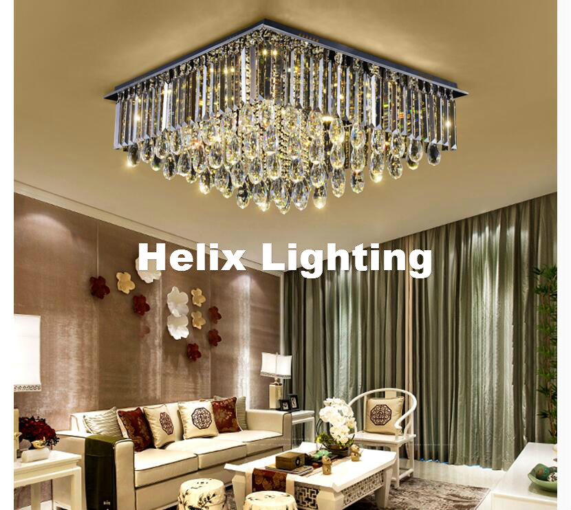 2017 newly modern led crystal ceiling light fixture smokey/clear led ceiling light lighting lamp flush mount ac guaranteed