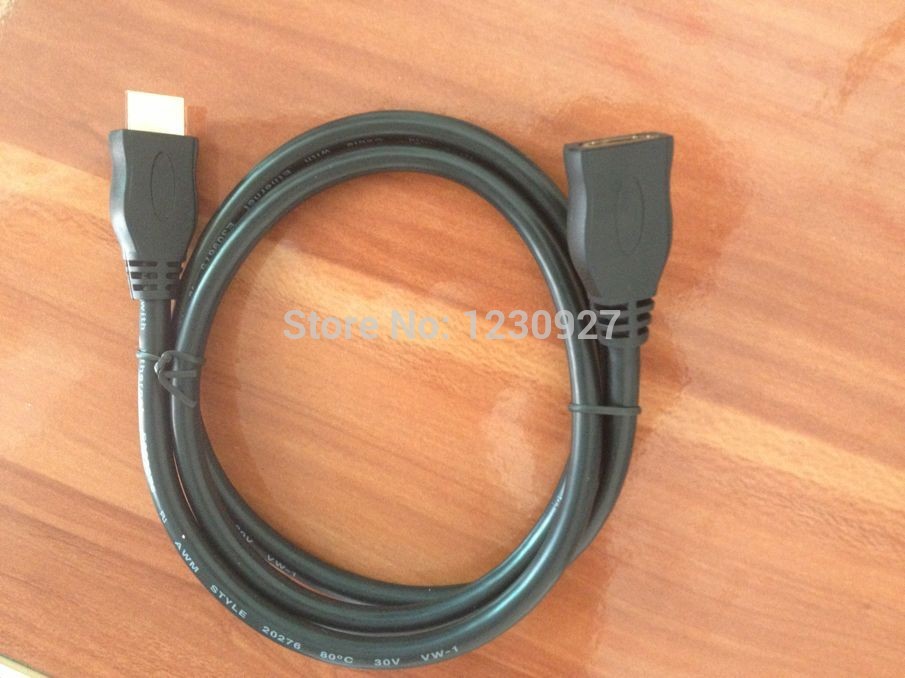 2pcs/lot 1m black standard hdmi male to female hdmi high-definition cable extension cord wire