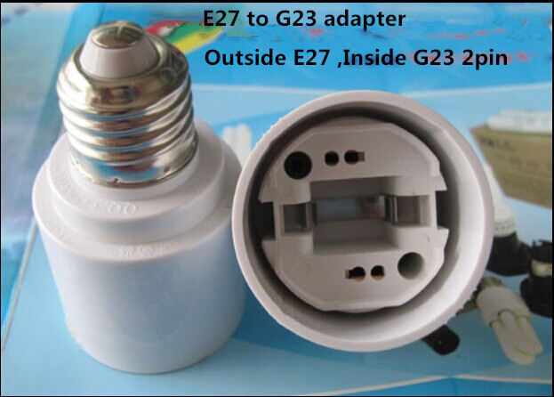 2pcs/lot e27 to g23 2pins conversion lamp holder converters g23 turn e27 converter lamp adapter e27 to g23 adapter