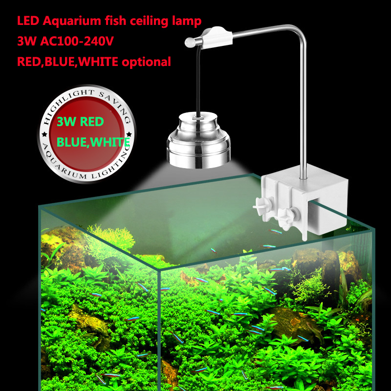 3w led aquarium ceiling spot light three grade white + red + blue light fish tank lamp ac110v -240v