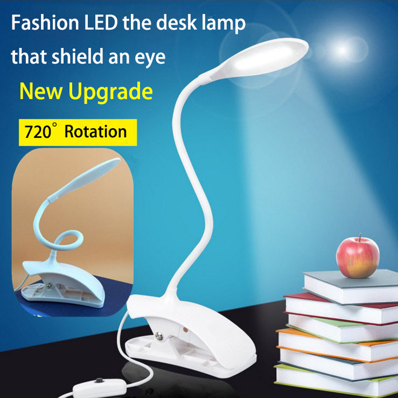 3w led desk lamp table reading lamp flexional stand clip desk lamp luminaria fashion novelty gift for student white