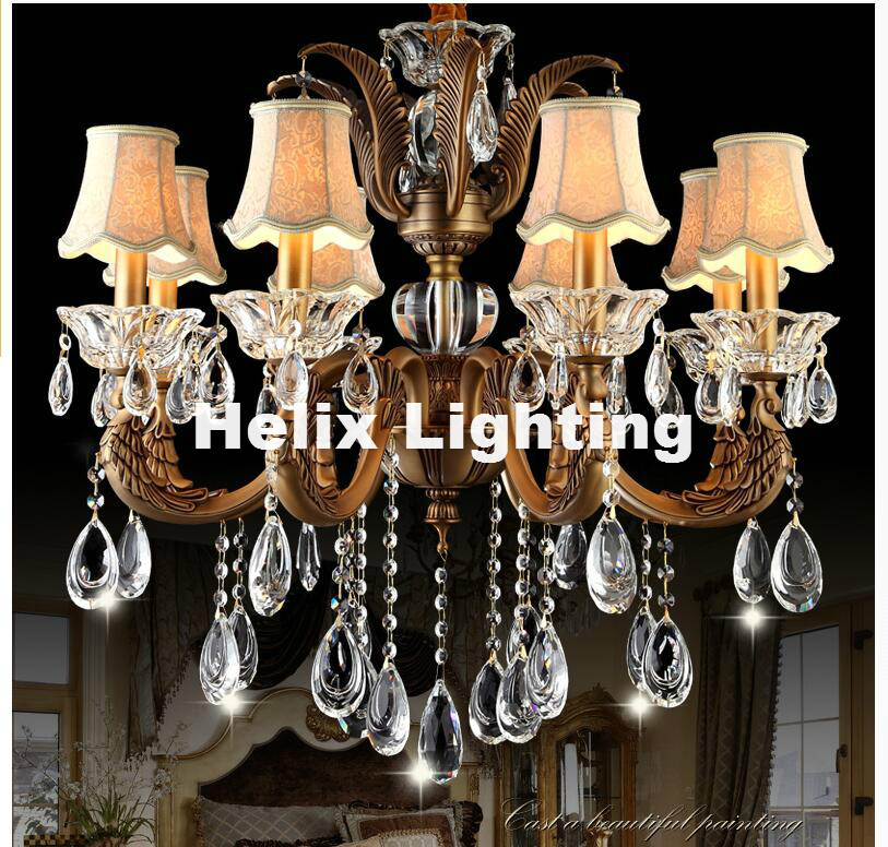 6l/8l design zinc lustres chandelier genuine bronze color crystal chandelier e14 led brass chandelier