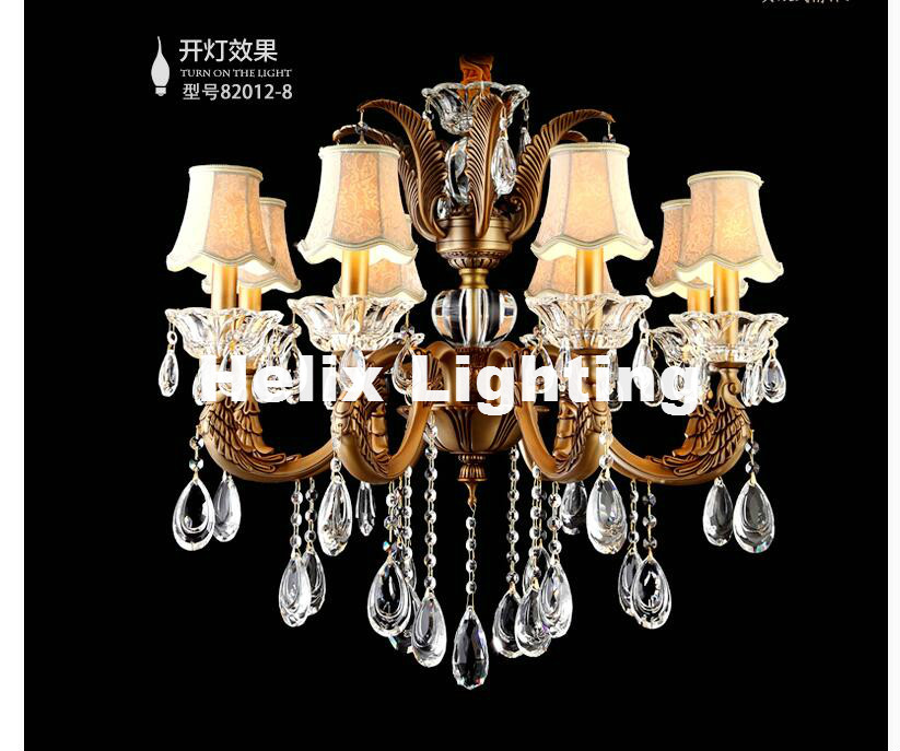 6l/8l design zinc lustres chandelier genuine bronze color crystal chandelier e14 led brass chandelier