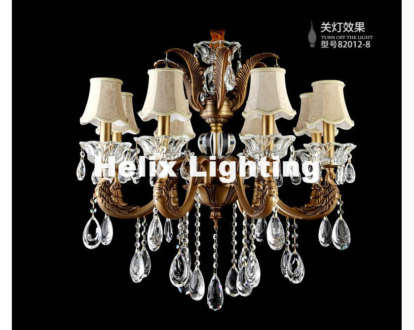 6l/8l design zinc lustres chandelier genuine bronze color crystal chandelier e14 led brass chandelier