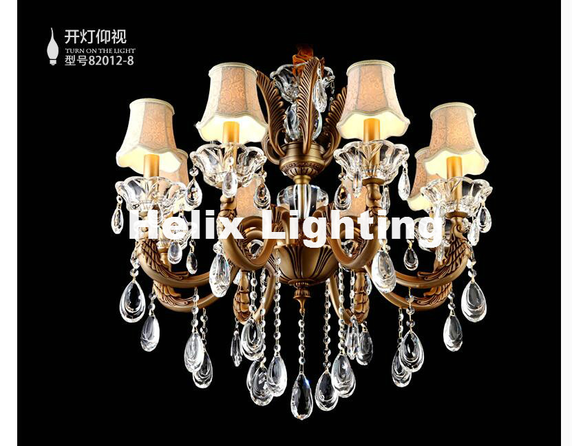 6l/8l design zinc lustres chandelier genuine bronze color crystal chandelier e14 led brass chandelier