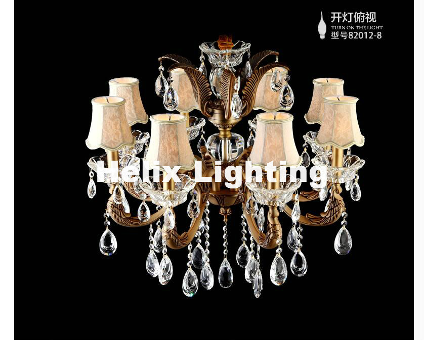 6l/8l design zinc lustres chandelier genuine bronze color crystal chandelier e14 led brass chandelier