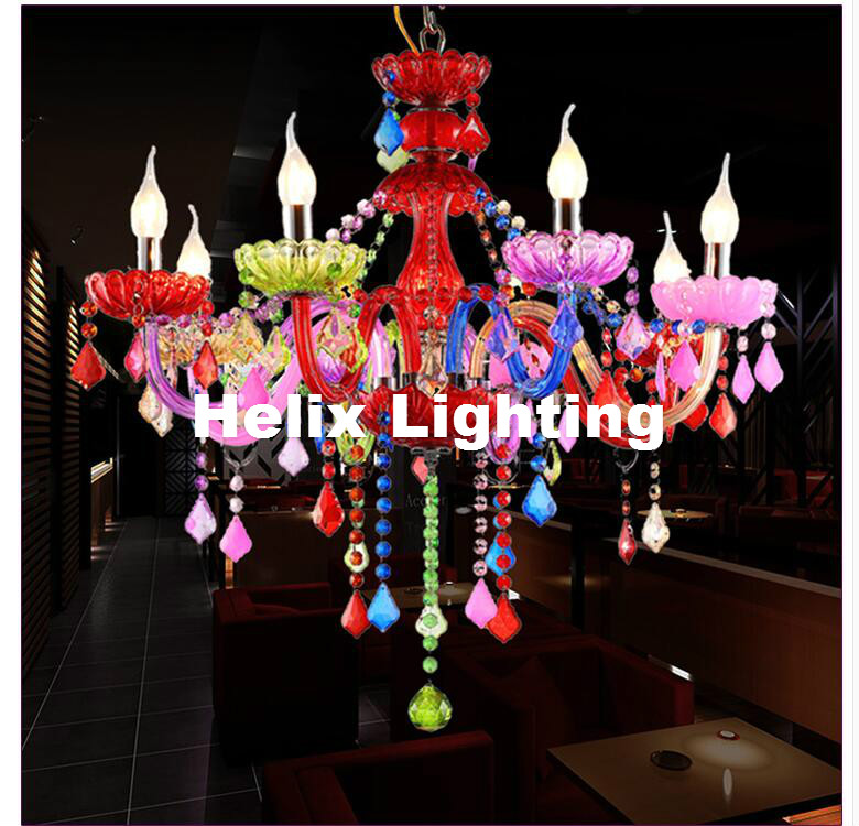 6l/8l fashion crystal chandelier lighting bedroom pendant chandelier tiffany colorful crystal chandelier lighting