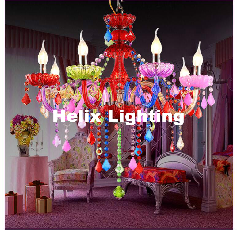 6l/8l fashion crystal chandelier lighting bedroom pendant chandelier tiffany colorful crystal chandelier lighting