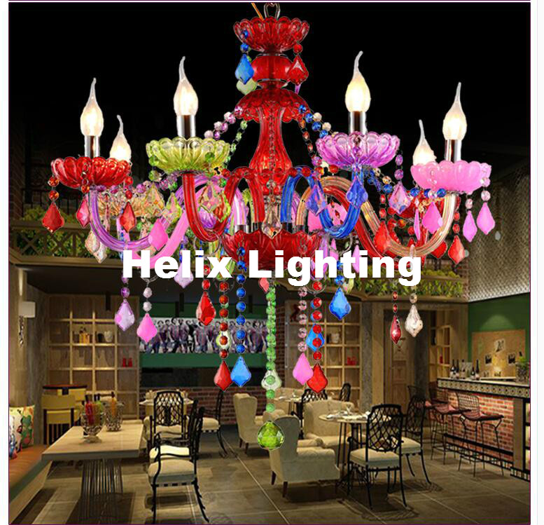 6l/8l fashion crystal chandelier lighting bedroom pendant chandelier tiffany colorful crystal chandelier lighting