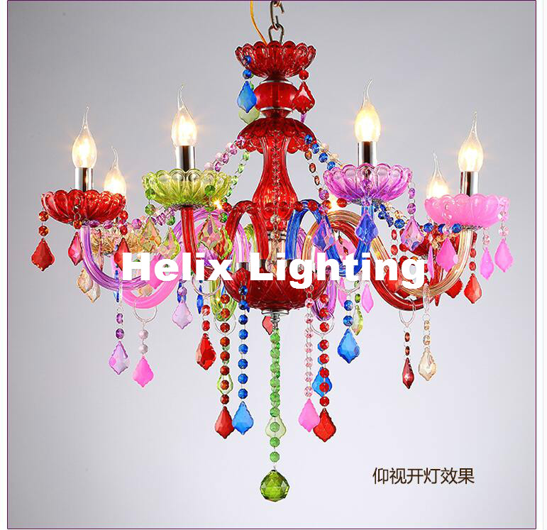 6l/8l fashion crystal chandelier lighting bedroom pendant chandelier tiffany colorful crystal chandelier lighting