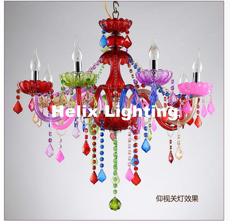 6l/8l fashion crystal chandelier lighting bedroom pendant chandelier tiffany colorful crystal chandelier lighting