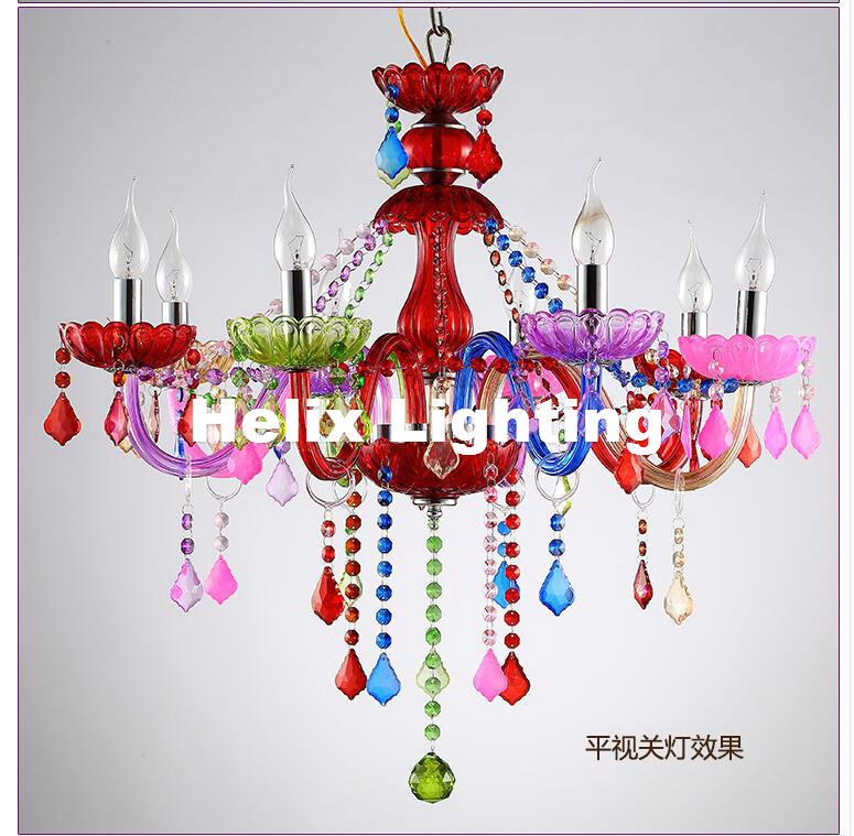 6l/8l fashion crystal chandelier lighting bedroom pendant chandelier tiffany colorful crystal chandelier lighting