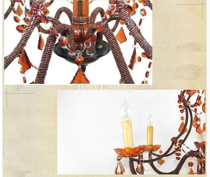 art decorative amber color chandelier living room candle lamps luxury acrylic crystal chandelier lights ac d64cm