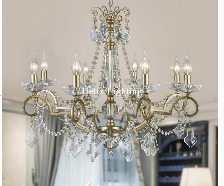 art decorative europen style iron chandelier crystal candle lamps lustre foyer chandeliers ac guaranteed