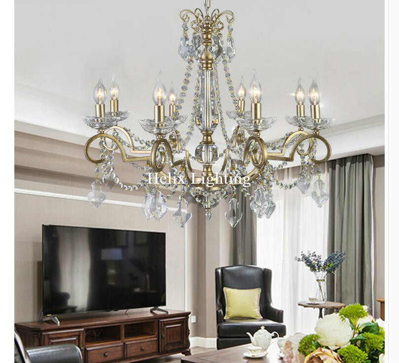 art decorative europen style iron chandelier crystal candle lamps lustre foyer chandeliers ac guaranteed