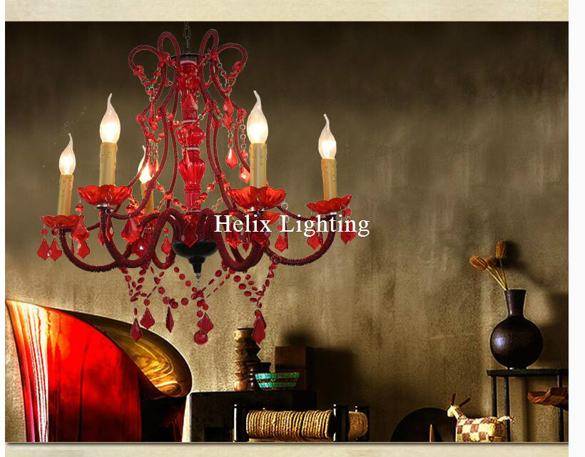 art decorative red color chandelier living room candle lamps luxury acrylic crystal chandelier lights ac d56cm