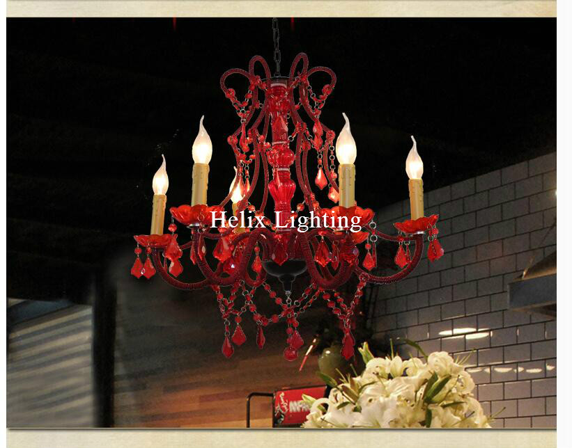 art decorative red color chandelier living room candle lamps luxury acrylic crystal chandelier lights ac d56cm