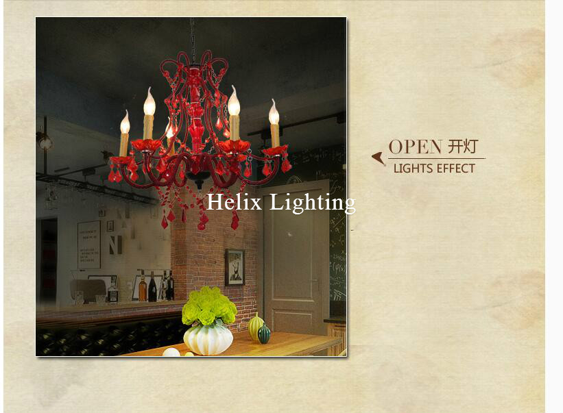 art decorative red color chandelier living room candle lamps luxury acrylic crystal chandelier lights ac d56cm