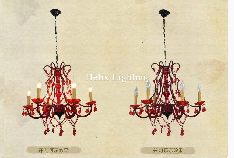 art decorative red color chandelier living room candle lamps luxury acrylic crystal chandelier lights ac d56cm