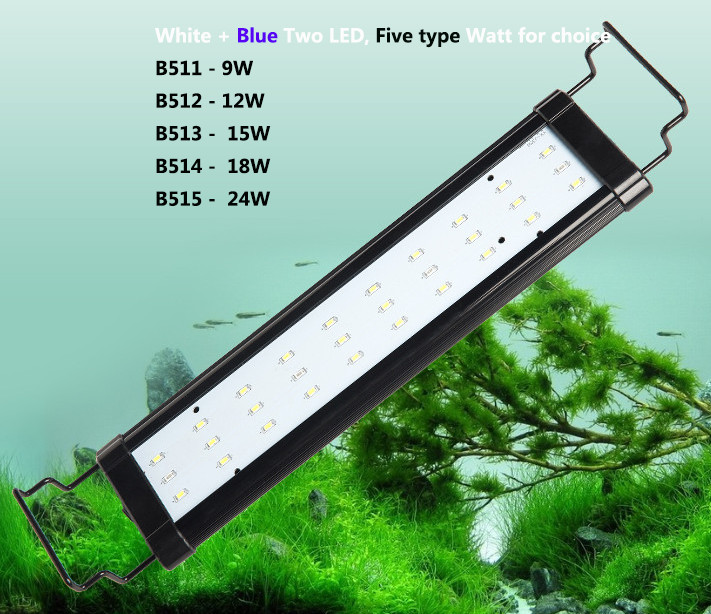 b511 9w 21cm aquarium led light white + blue led fit for fish reef tanks liner bar design can't underwater usage