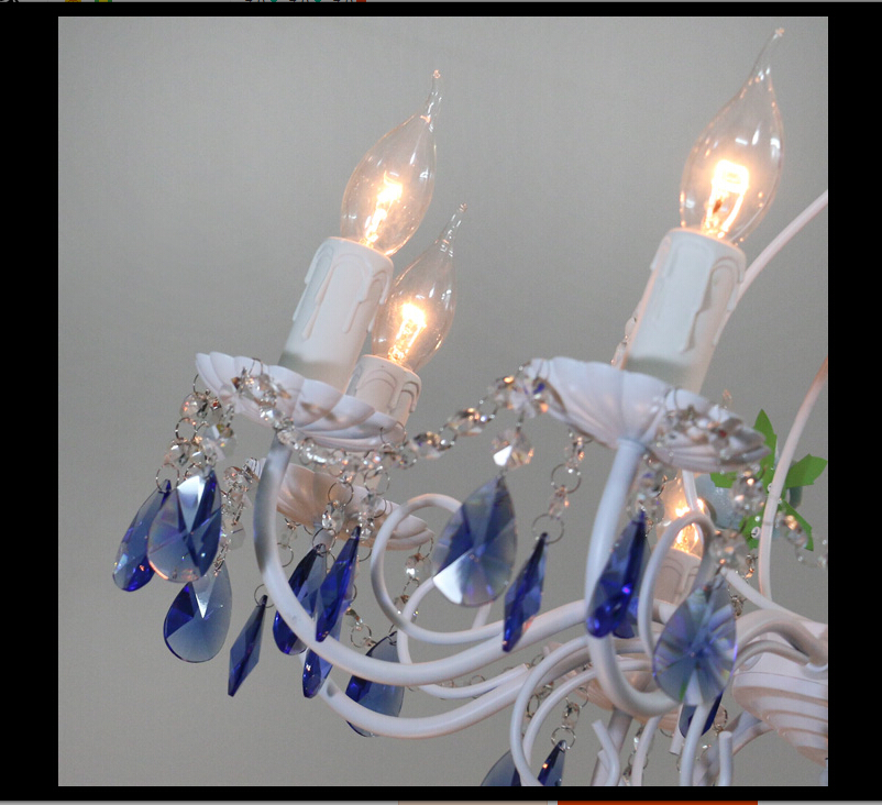 blue rosestyle chandelier light luxury decorative pendant lamp indoor iron crystal chandelier dining room lighting