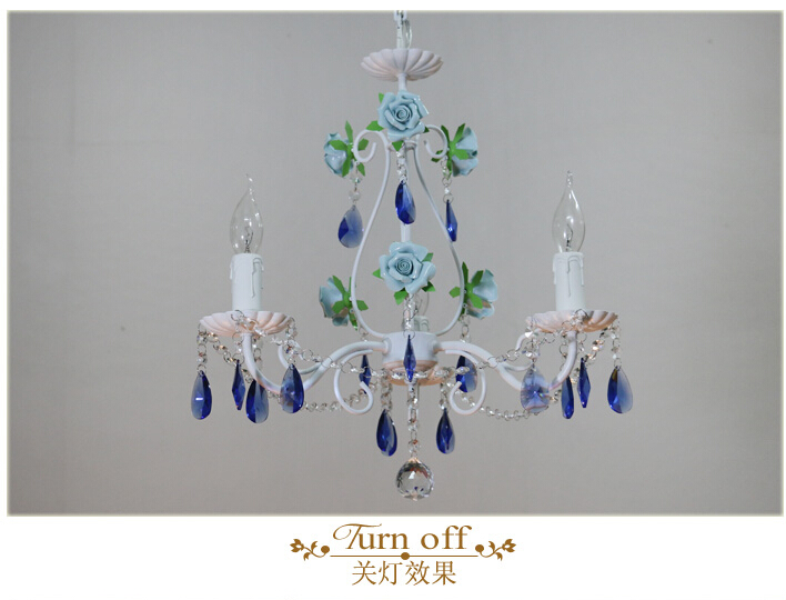 blue rosestyle chandelier light luxury decorative pendant lamp indoor iron crystal chandelier dining room lighting