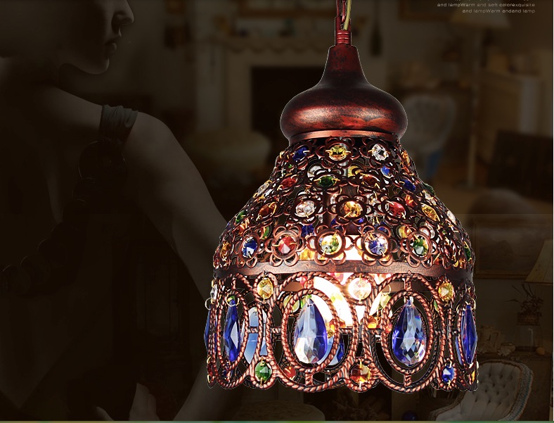 bohemian mediterranean e27 d300mm crystal pendant light tiffany vintage painted crystal pendant light