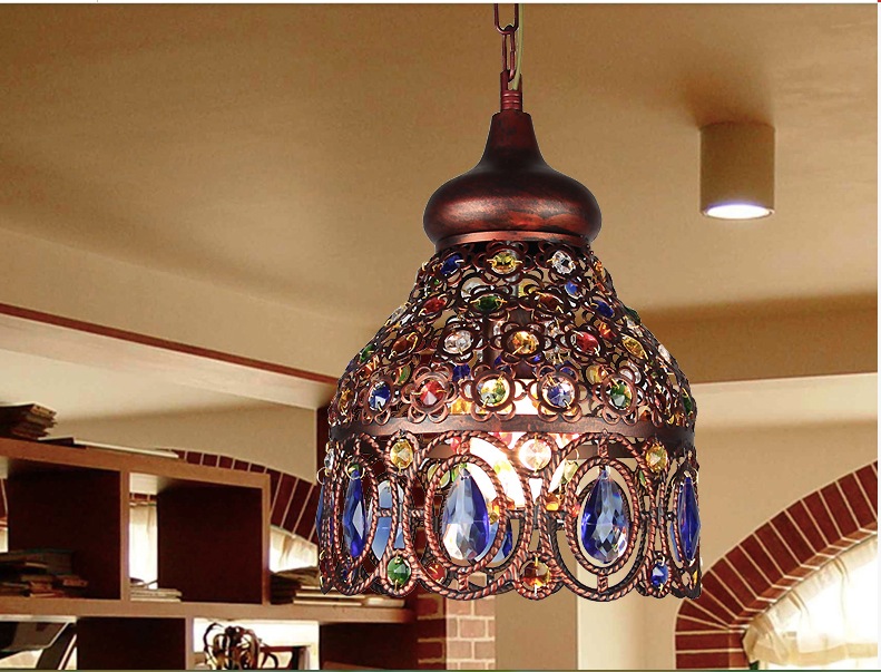 bohemian mediterranean e27 d300mm crystal pendant light tiffany vintage painted crystal pendant light