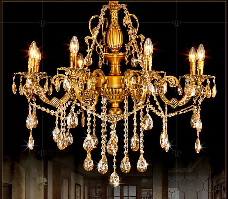 brass color and red brass chandelier ac100-240v romantic chandelier pendant lamp k9 golden crystal penadnt lamp guaranteed