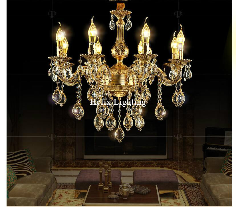 brass gold european chandelier led crystal chandelier zinc alloy ac k9 crystal chandelier lighting