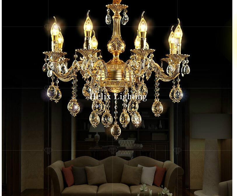 brass gold european chandelier led crystal chandelier zinc alloy ac k9 crystal chandelier lighting