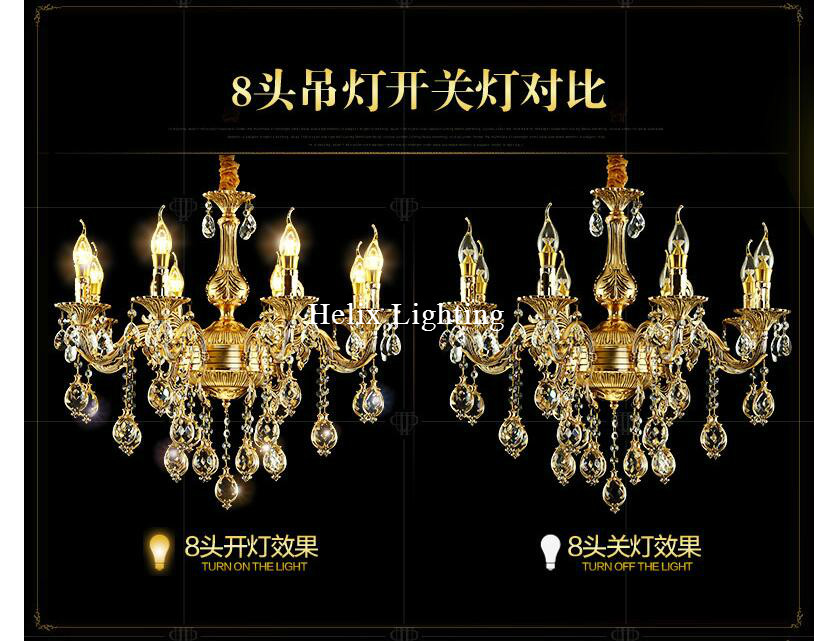 brass gold european chandelier led crystal chandelier zinc alloy ac k9 crystal chandelier lighting