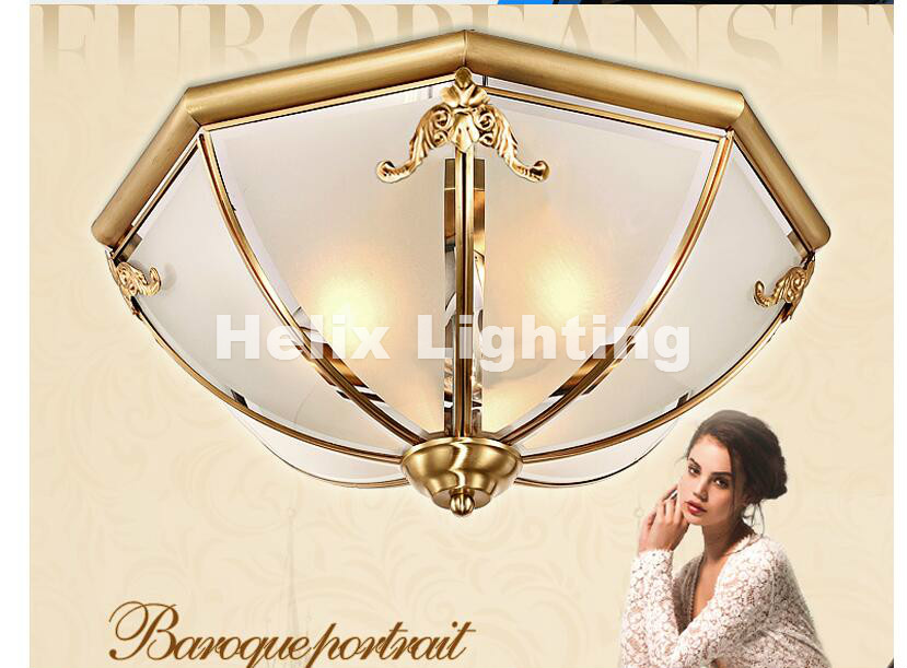 bronze retro copper frosted glass foyer e27 led ceiling light lustre electroplated brass lights bedroom loft lamp