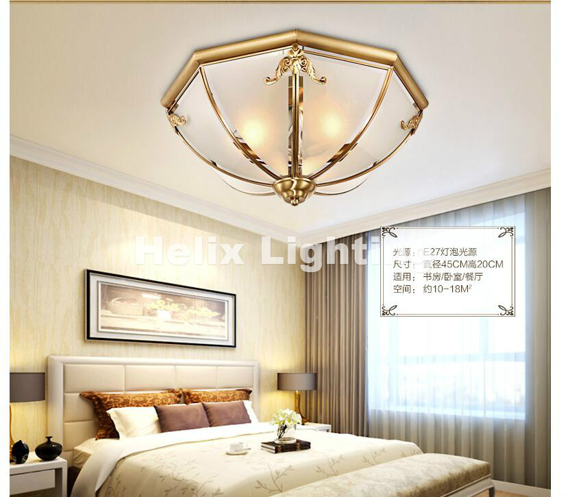 bronze retro copper frosted glass foyer e27 led ceiling light lustre electroplated brass lights bedroom loft lamp