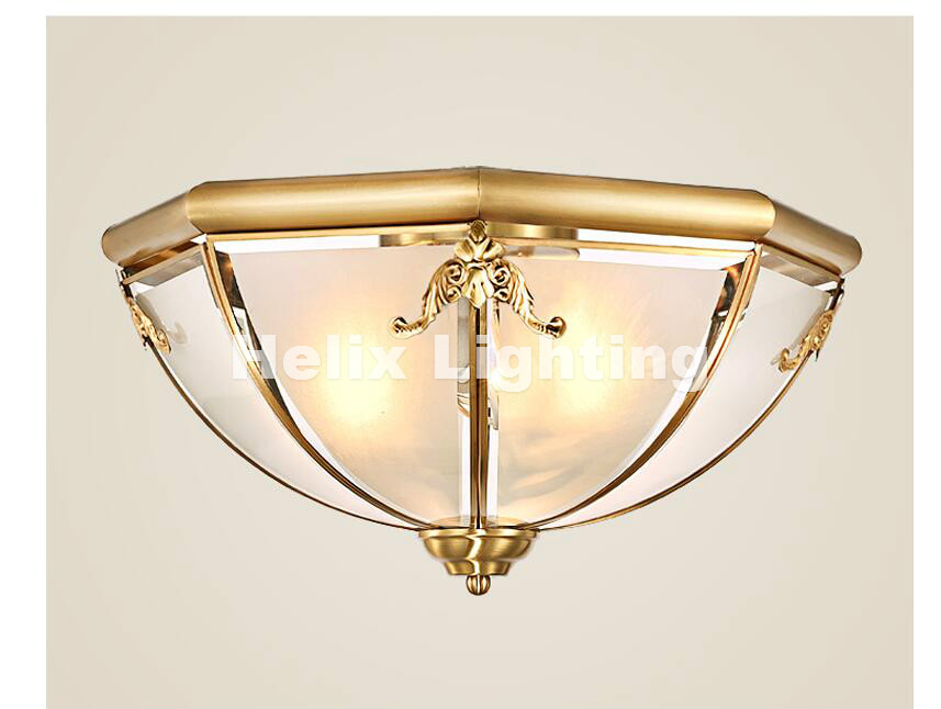 bronze retro copper frosted glass foyer e27 led ceiling light lustre electroplated brass lights bedroom loft lamp